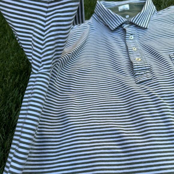 Johnnie-O Original 4 Button Hangin’ Out Pine Striped Short Sleeve Polo Shirt XL - Picture 9 of 10